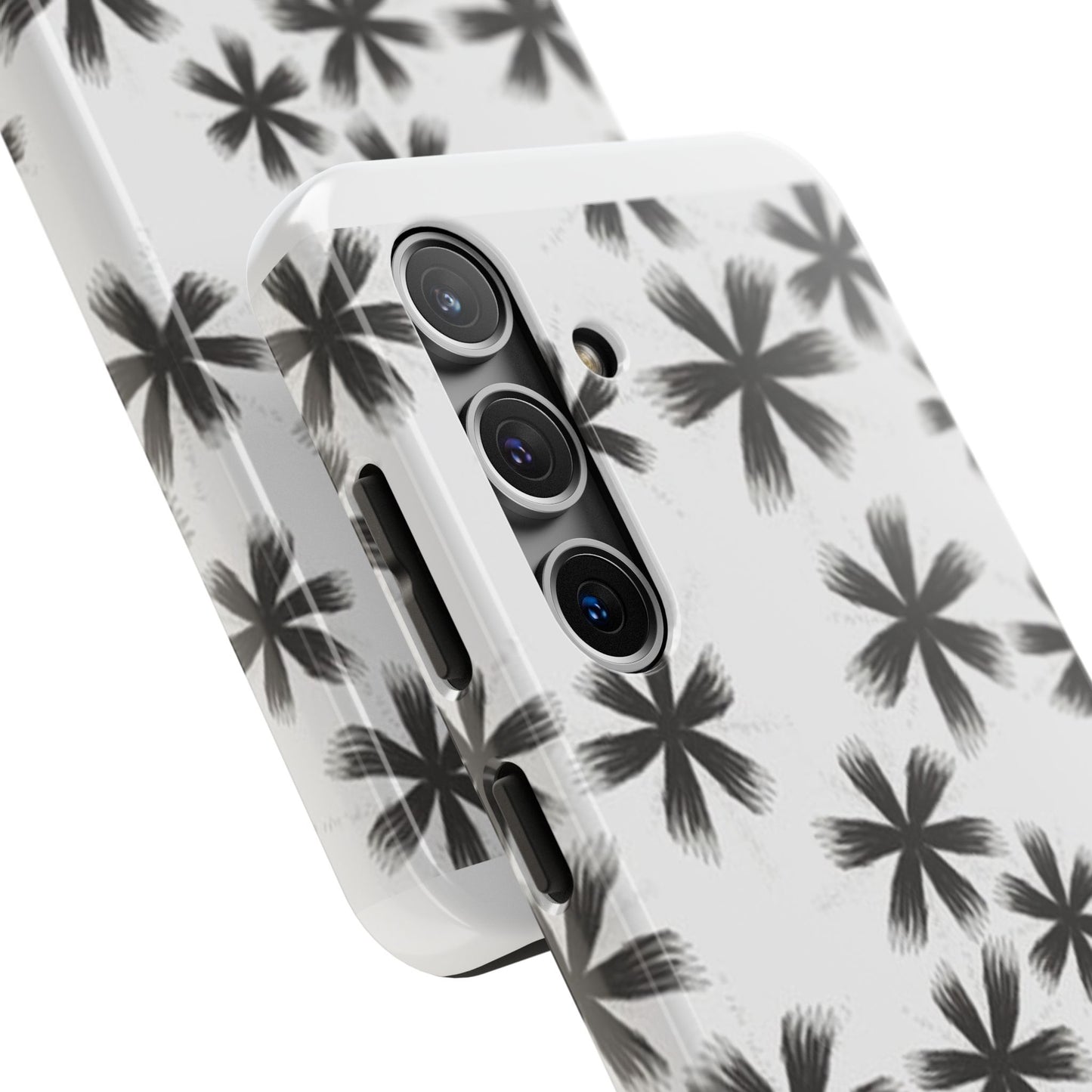Stylish Tough Phone Cases, Black Flower Design, Durable Phone Protection, Unique Gift, Trendy Phone Accessories