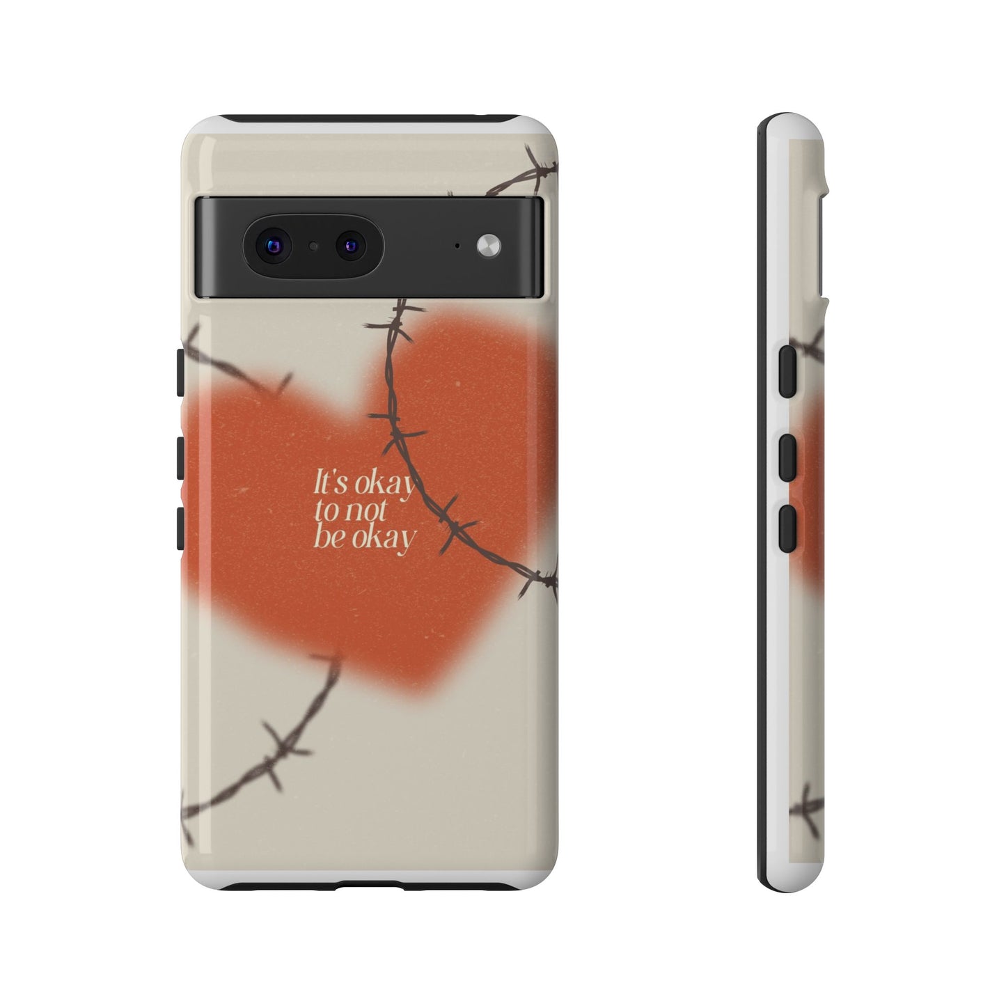 Heartfelt Phone Case | Barbed Wire Design, It's Okay to Not Be Okay, Supportive Gift, Anxiety Awareness, Unique Phone Accessory