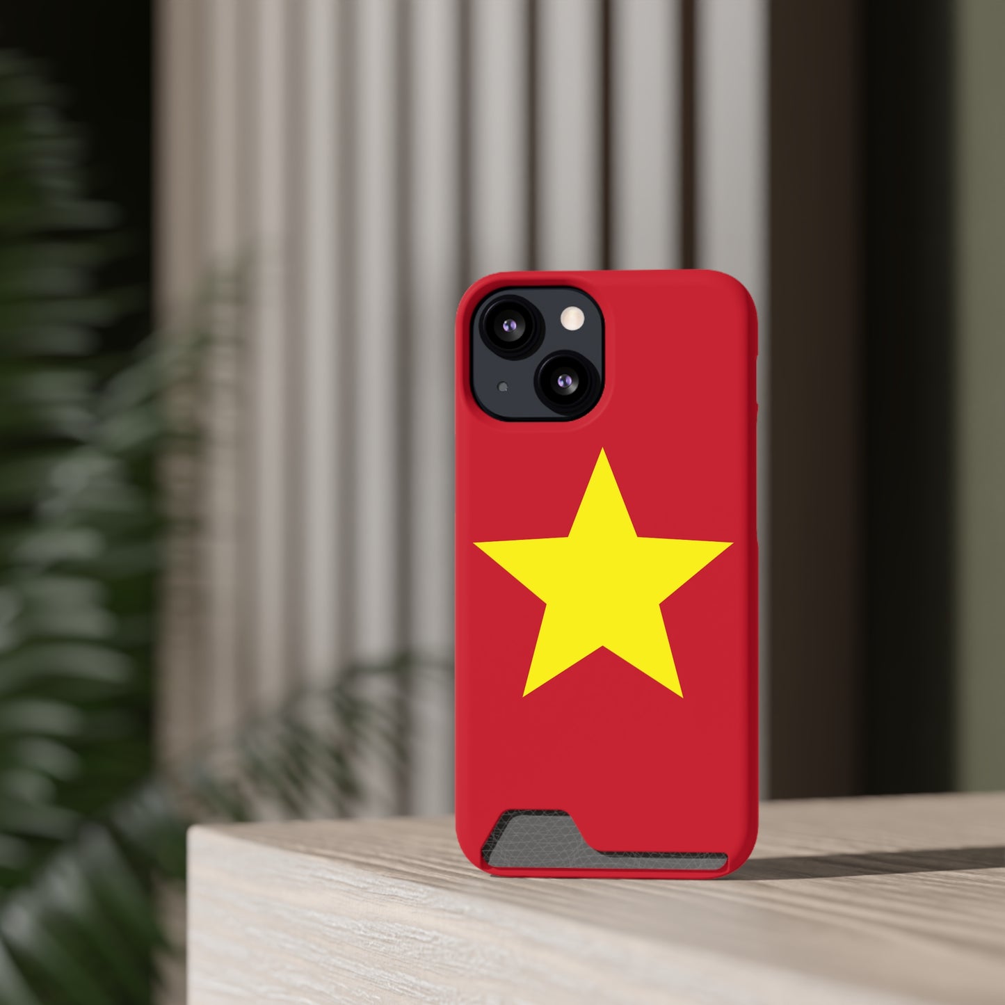 Red Star Phone Case with Card Holder, Gift for Flag Lovers, Stylish Accessory for Everyday Use, Perfect for Travel, Birthday Gift