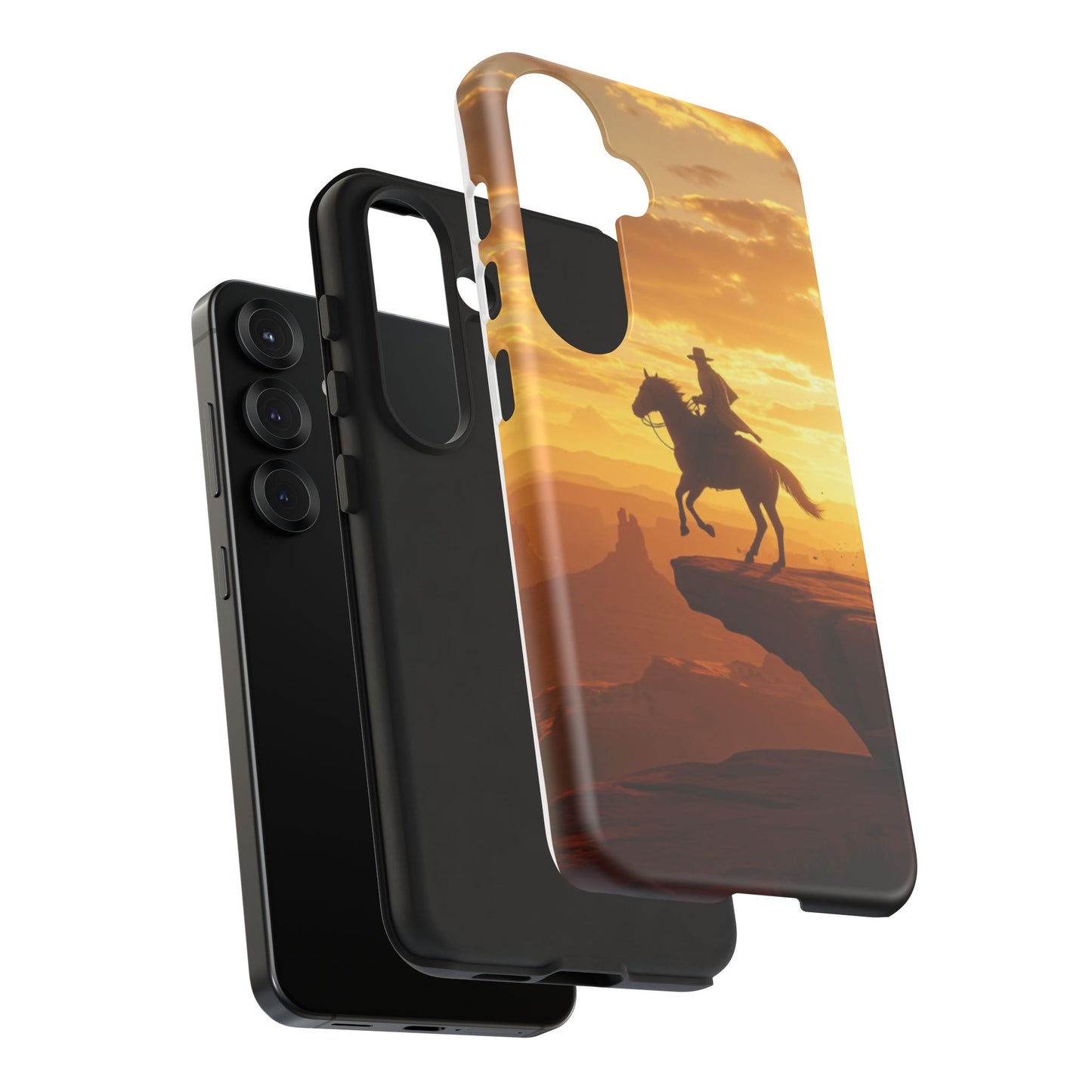 Sunset Horse Rider Phone Case, Western Art Cover, Tough Shell, Ideal Gift for Horse Lovers, Scenic Phone Accessories