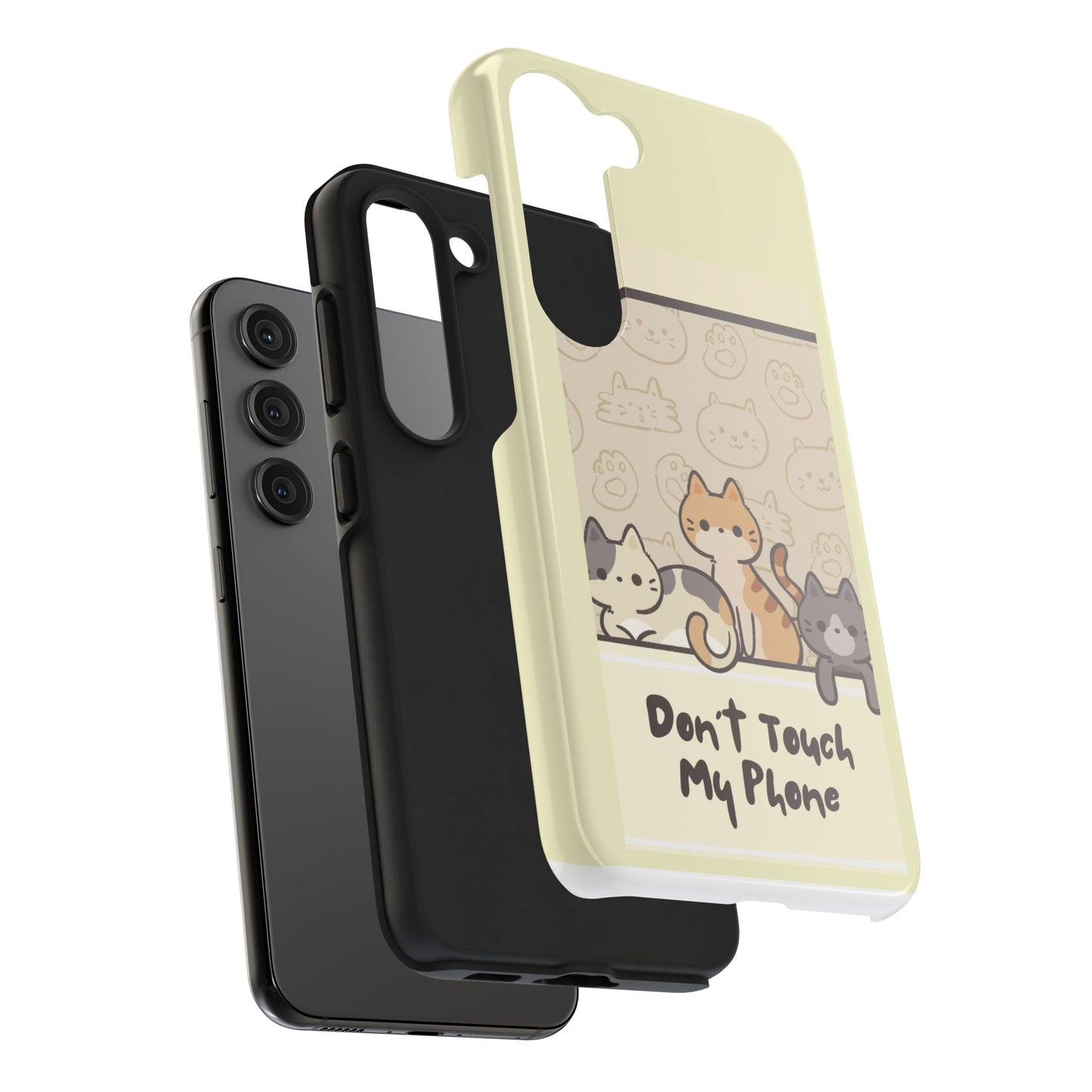 Cute Cat Phone Case - Don't Touch My Phone, Gift for Cat Lovers, Kawaii Accessories, Fun Tech Protection, Pet Lover Gifts