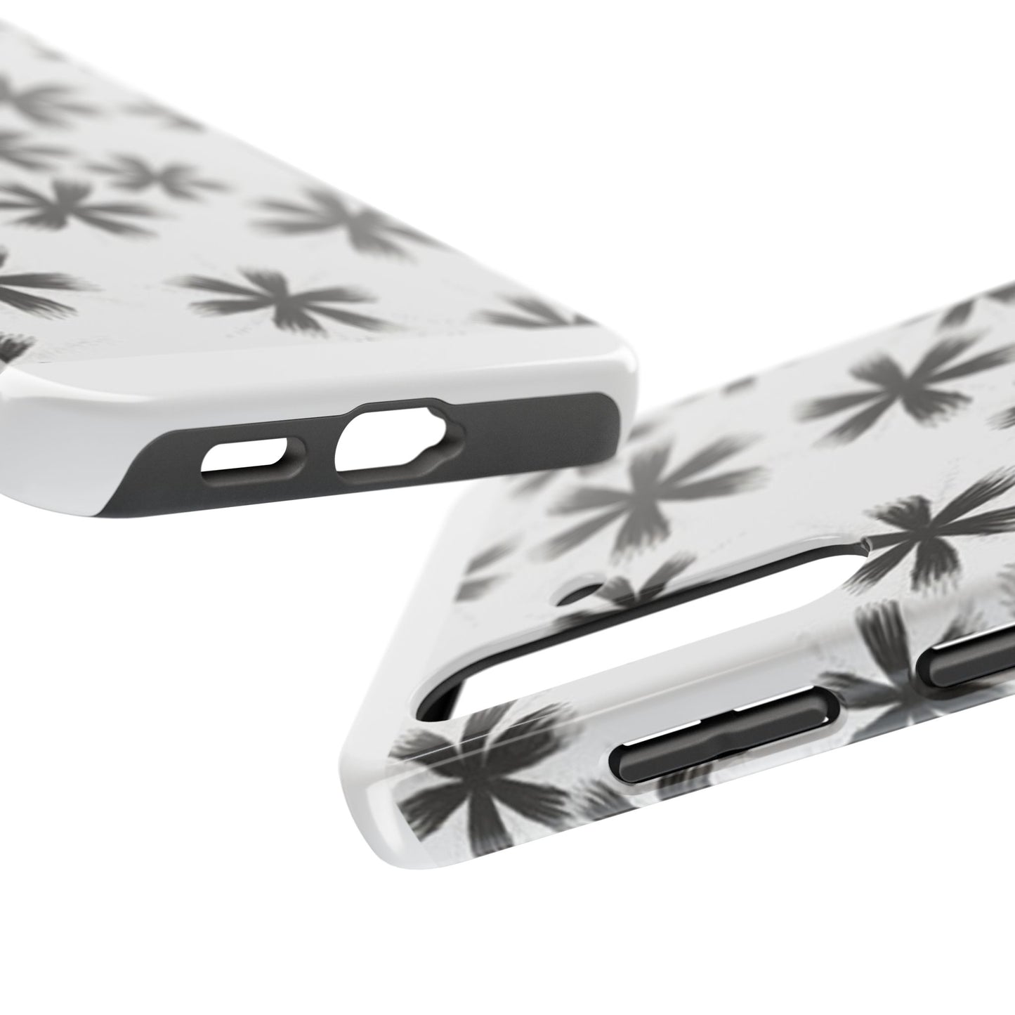 Stylish Tough Phone Cases, Black Flower Design, Durable Phone Protection, Unique Gift, Trendy Phone Accessories