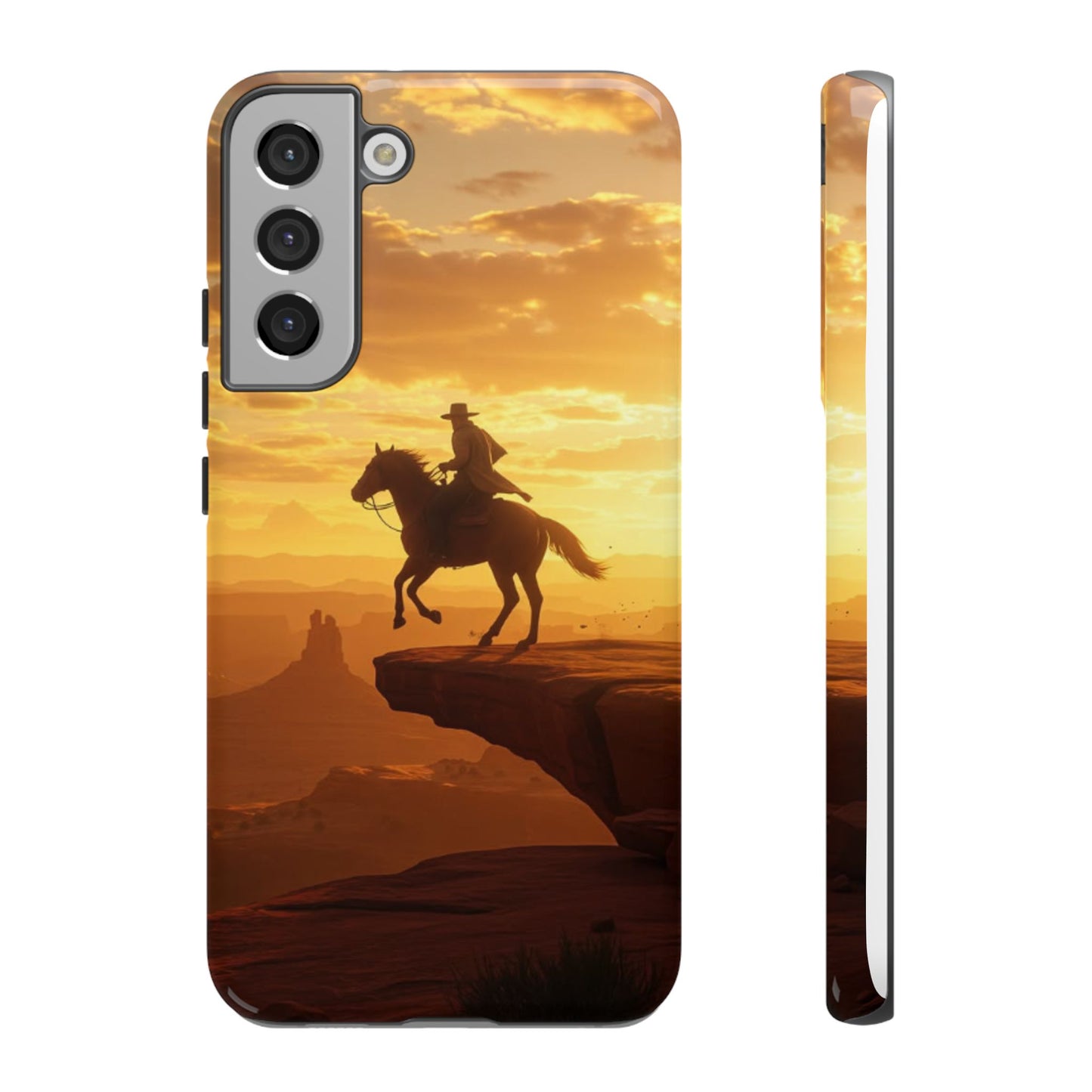 Sunset Horse Rider Phone Case, Western Art Cover, Tough Shell, Ideal Gift for Horse Lovers, Scenic Phone Accessories