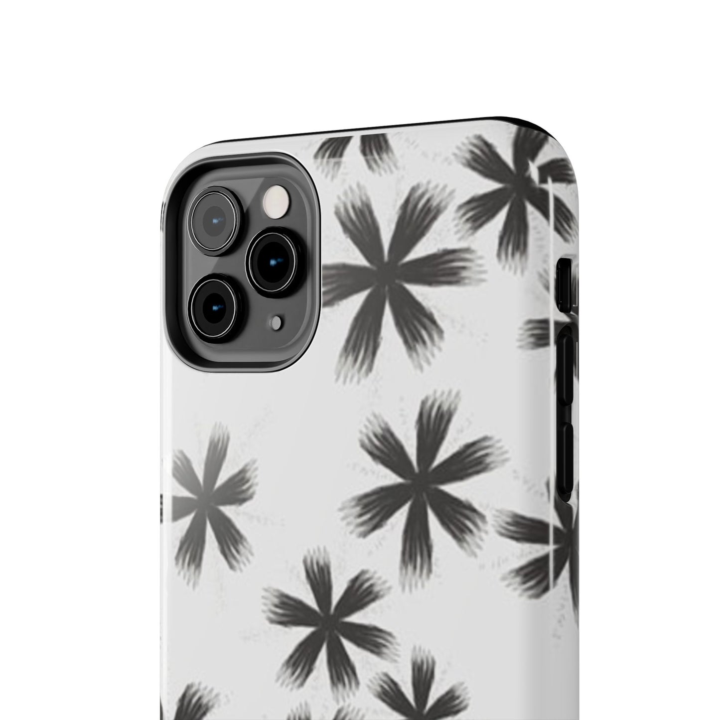 Stylish Tough Phone Cases, Black Flower Design, Durable Phone Protection, Unique Gift, Trendy Phone Accessories