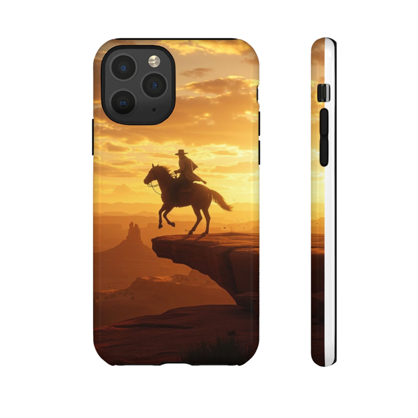 Sunset Horse Rider Phone Case, Western Art Cover, Tough Shell, Ideal Gift for Horse Lovers, Scenic Phone Accessories