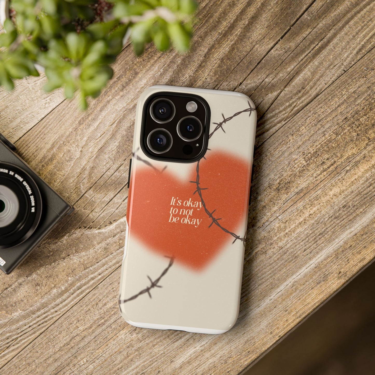 Heartfelt Phone Case | Barbed Wire Design, It's Okay to Not Be Okay, Supportive Gift, Anxiety Awareness, Unique Phone Accessory