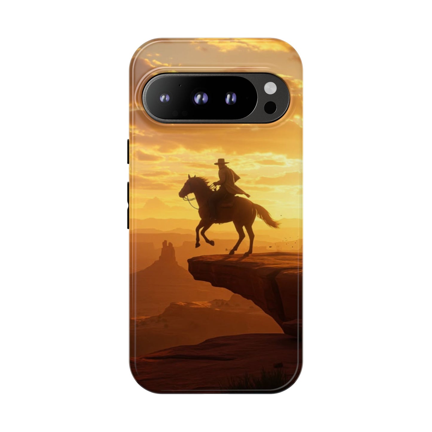 Sunset Horse Rider Phone Case, Western Art Cover, Tough Shell, Ideal Gift for Horse Lovers, Scenic Phone Accessories