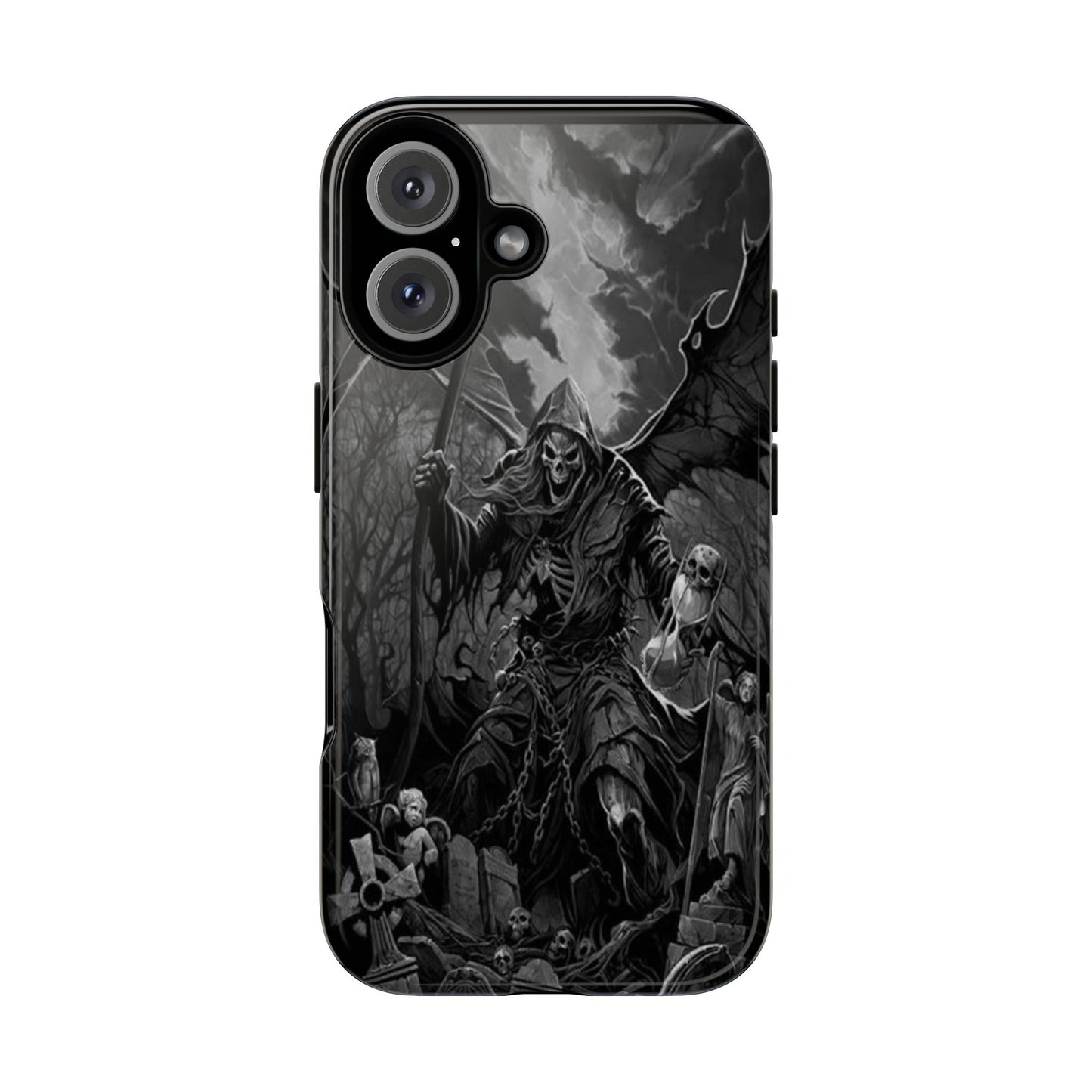 Gothic Phone Case Featuring Grim Reaper Art, Dark Aesthetic for Men and Women, Unique Halloween Gift, Durable Protection, Tough Cases