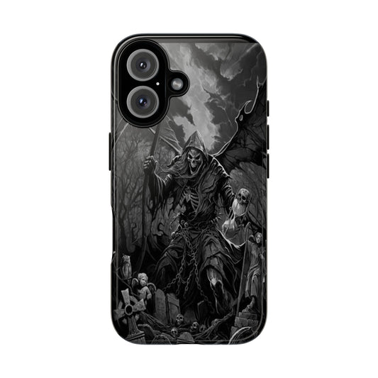 Gothic Phone Case Featuring Grim Reaper Art, Dark Aesthetic for Men and Women, Unique Halloween Gift, Durable Protection, Tough Cases