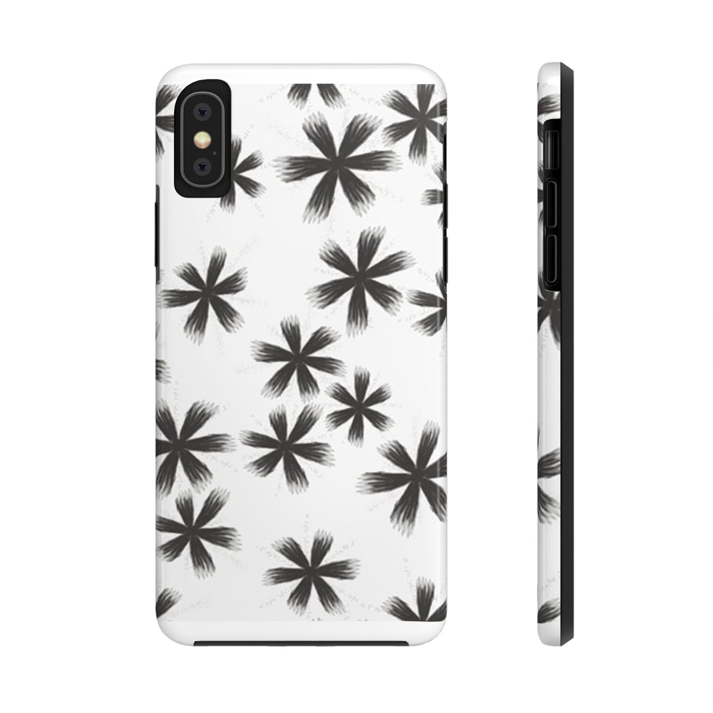 Stylish Tough Phone Cases, Black Flower Design, Durable Phone Protection, Unique Gift, Trendy Phone Accessories