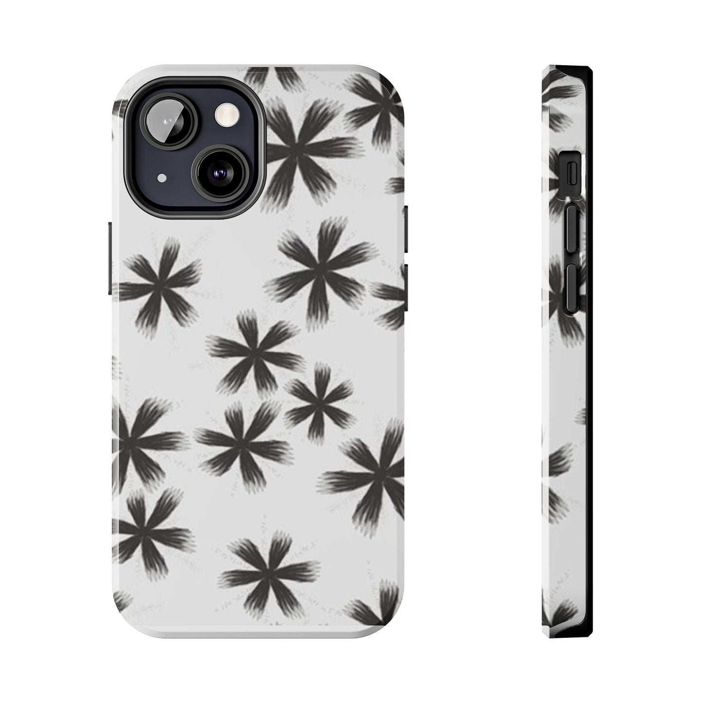 Stylish Tough Phone Cases, Black Flower Design, Durable Phone Protection, Unique Gift, Trendy Phone Accessories