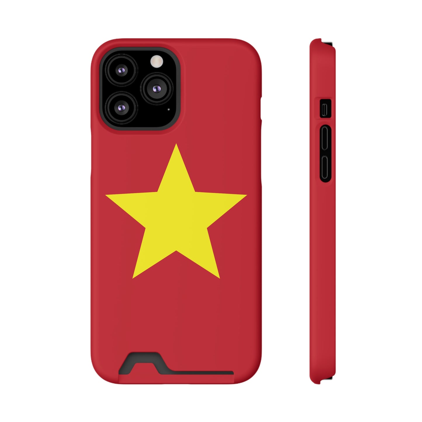 Red Star Phone Case with Card Holder, Gift for Flag Lovers, Stylish Accessory for Everyday Use, Perfect for Travel, Birthday Gift