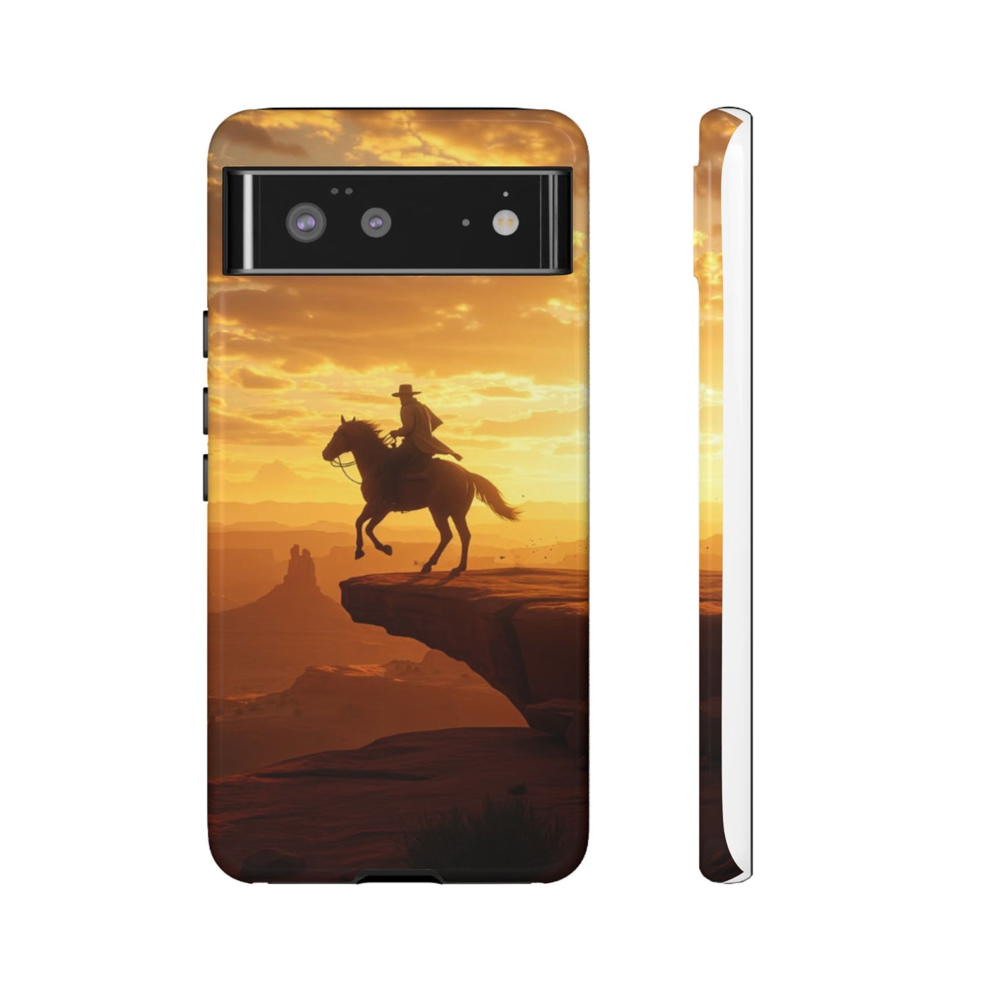 Sunset Horse Rider Phone Case, Western Art Cover, Tough Shell, Ideal Gift for Horse Lovers, Scenic Phone Accessories