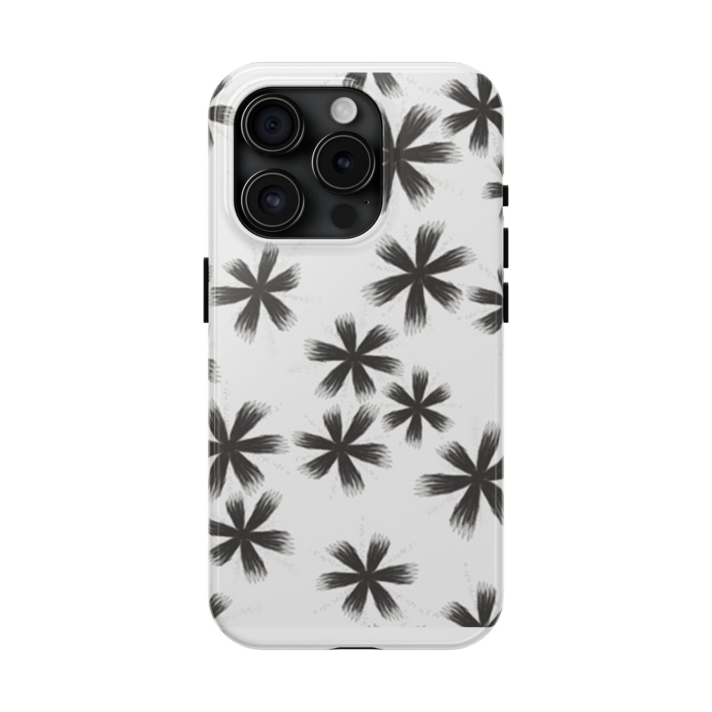 Stylish Tough Phone Cases, Black Flower Design, Durable Phone Protection, Unique Gift, Trendy Phone Accessories