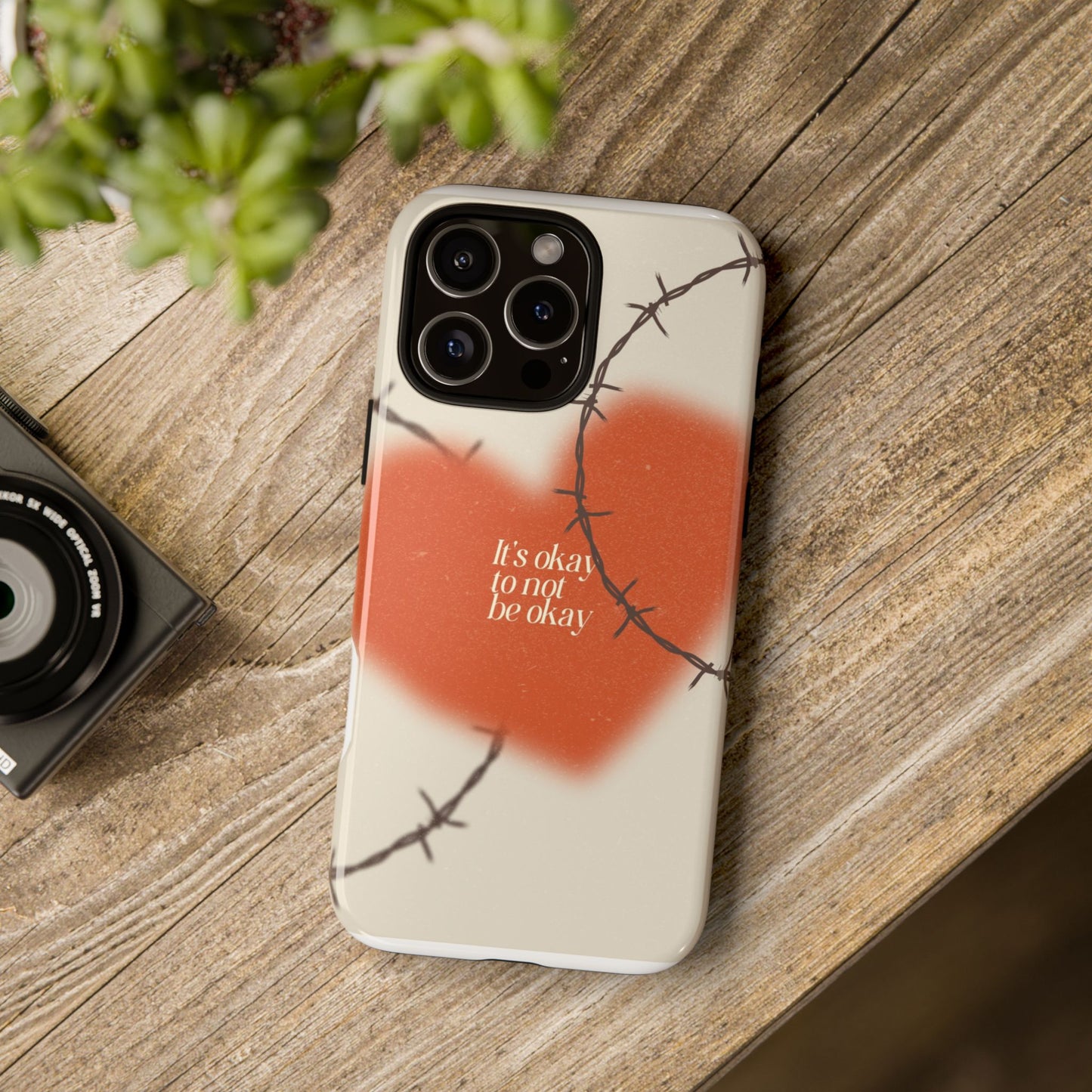Heartfelt Phone Case | Barbed Wire Design, It's Okay to Not Be Okay, Supportive Gift, Anxiety Awareness, Unique Phone Accessory