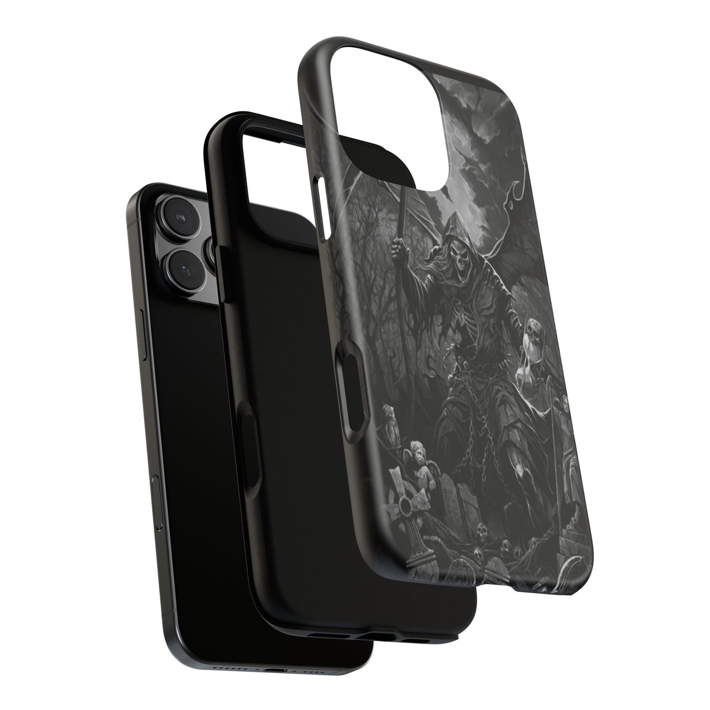 Gothic Phone Case Featuring Grim Reaper Art, Dark Aesthetic for Men and Women, Unique Halloween Gift, Durable Protection, Tough Cases