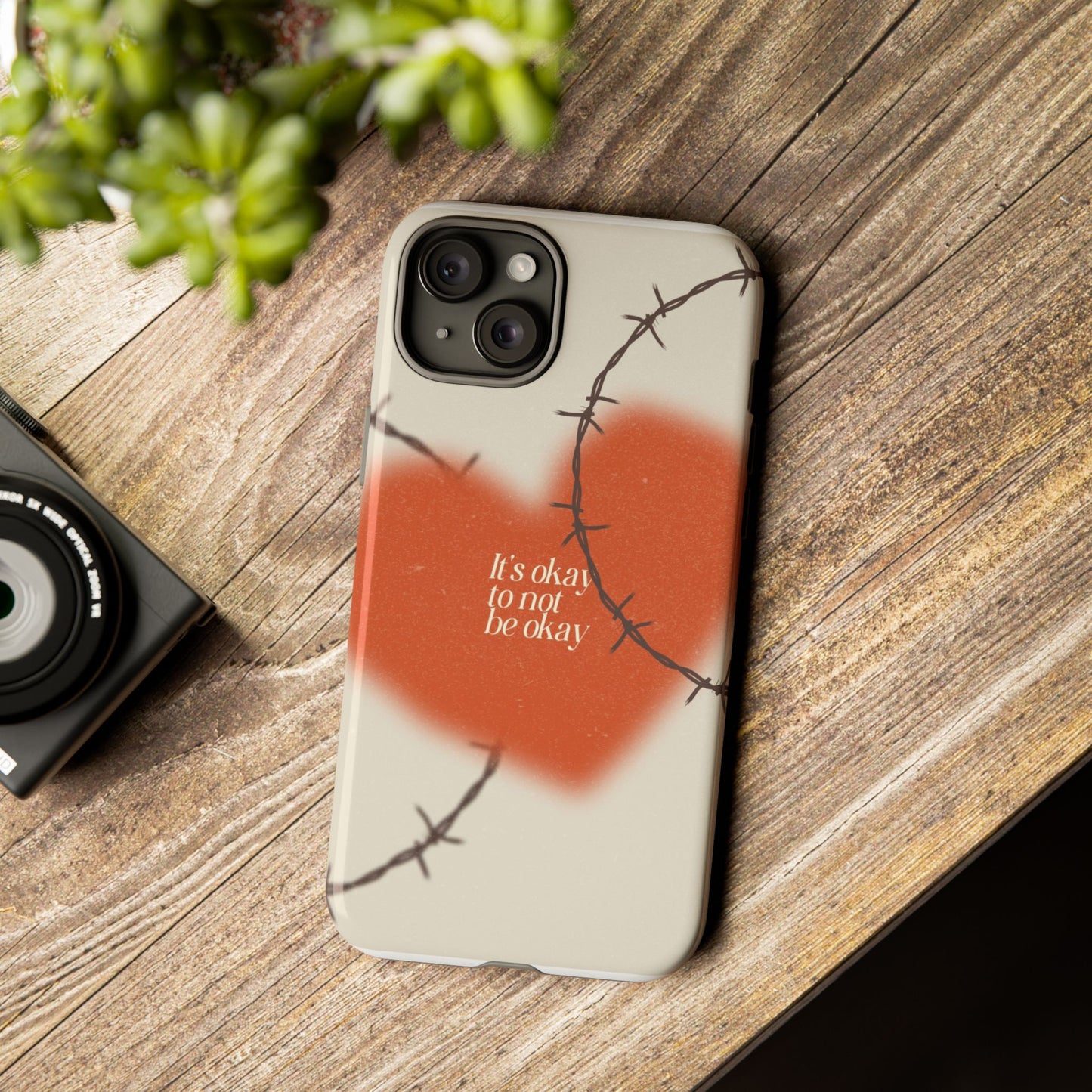 Heartfelt Phone Case | Barbed Wire Design, It's Okay to Not Be Okay, Supportive Gift, Anxiety Awareness, Unique Phone Accessory