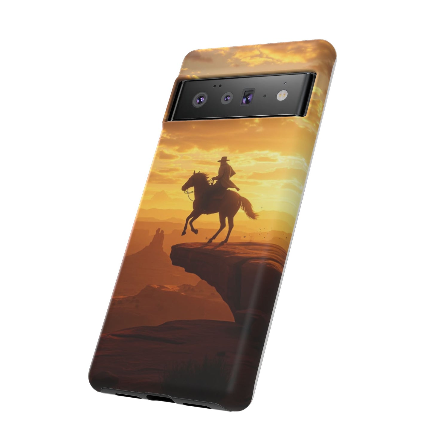Sunset Horse Rider Phone Case, Western Art Cover, Tough Shell, Ideal Gift for Horse Lovers, Scenic Phone Accessories