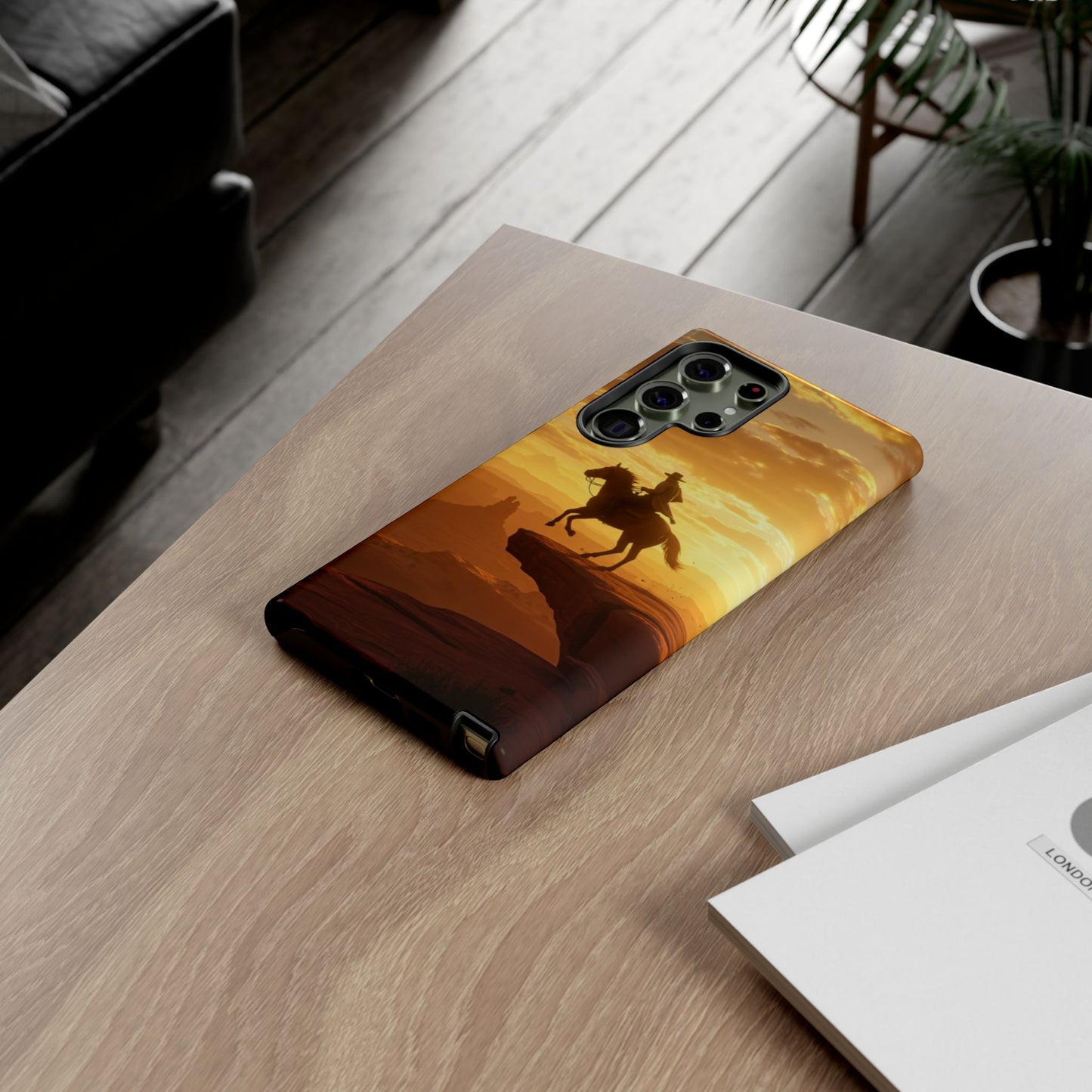 Sunset Horse Rider Phone Case, Western Art Cover, Tough Shell, Ideal Gift for Horse Lovers, Scenic Phone Accessories