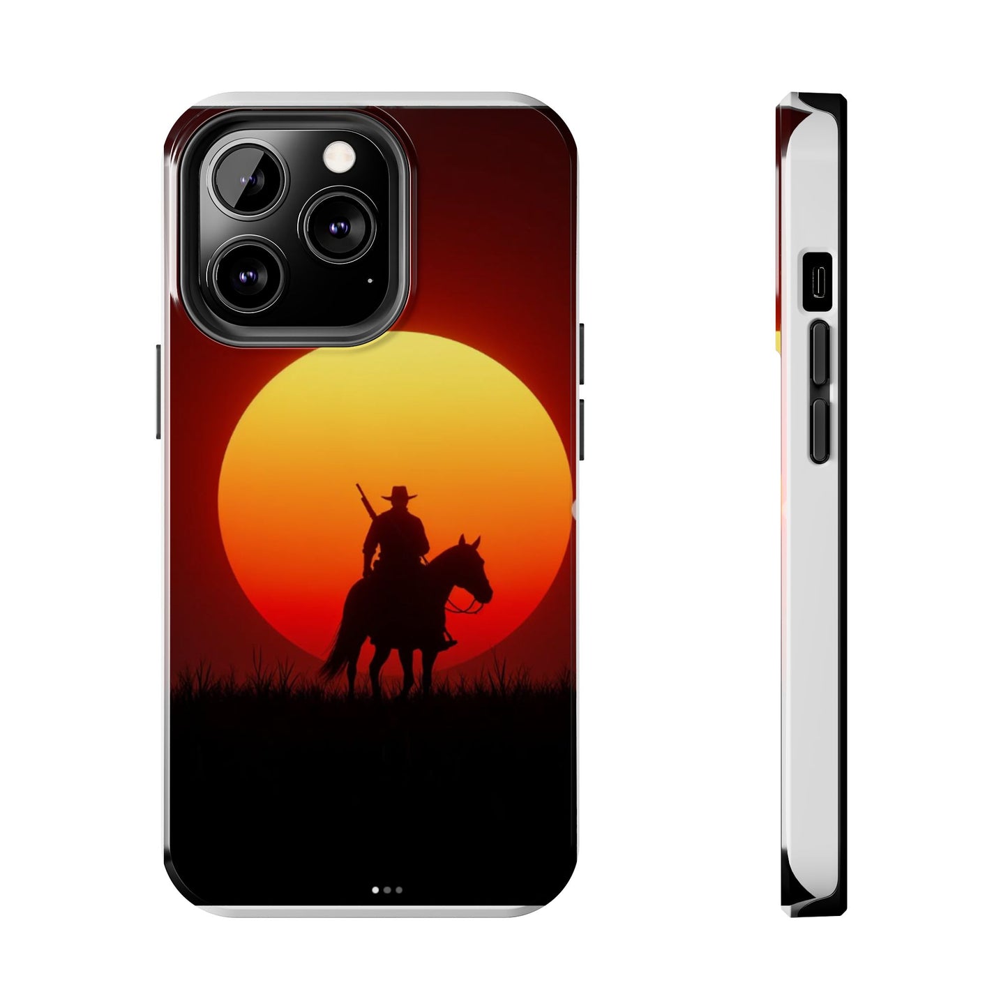 Sunset Cowboy Tough Phone Cases, Western Style Phone Cover, Unique Gift for Horse Lovers, Adventure Accessories, Durable Phone Protection