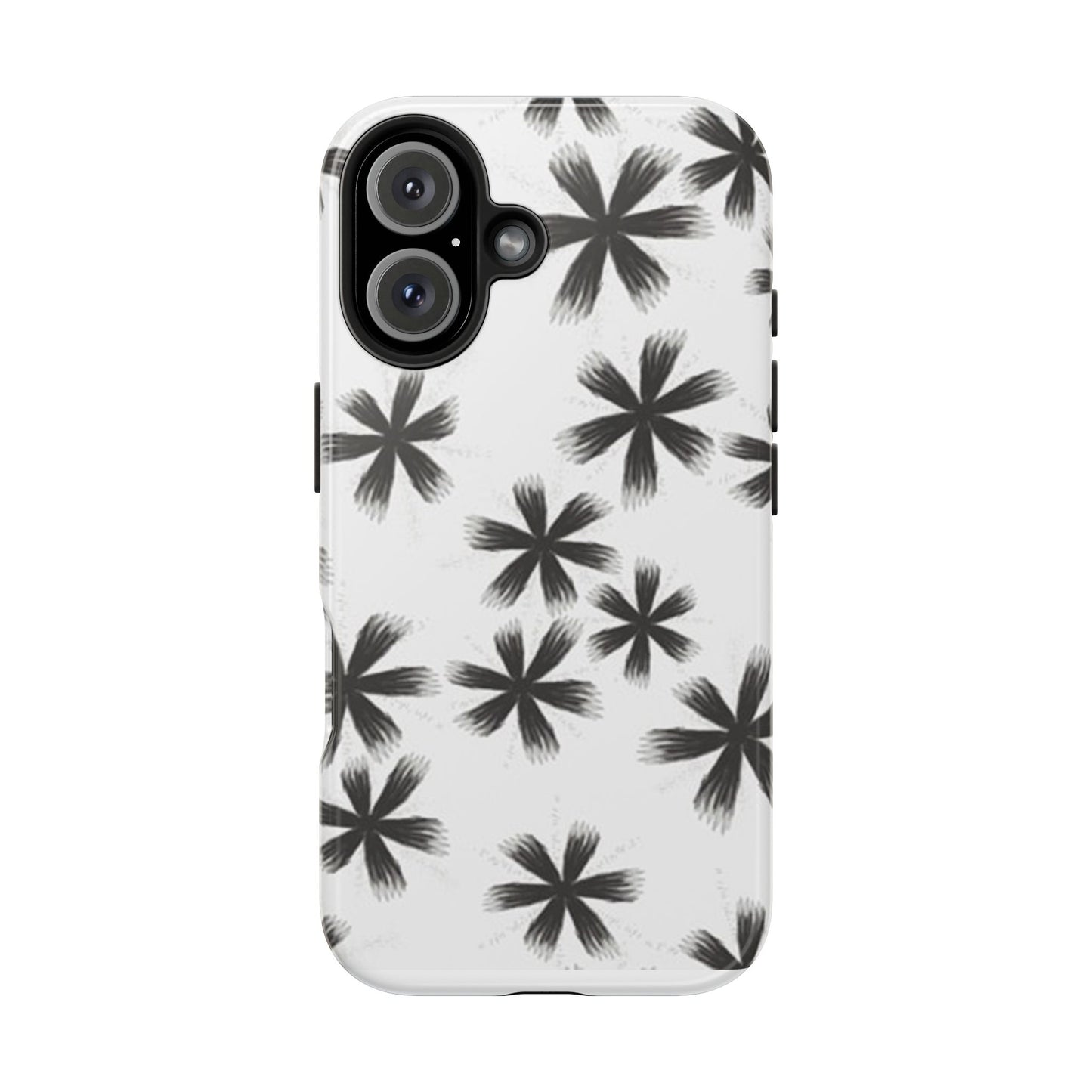 Stylish Tough Phone Cases, Black Flower Design, Durable Phone Protection, Unique Gift, Trendy Phone Accessories