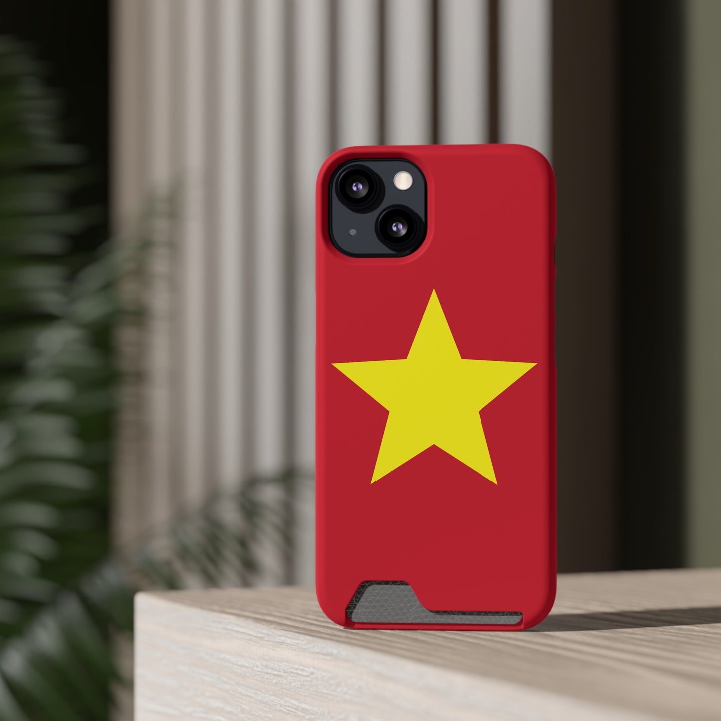 Red Star Phone Case with Card Holder, Gift for Flag Lovers, Stylish Accessory for Everyday Use, Perfect for Travel, Birthday Gift