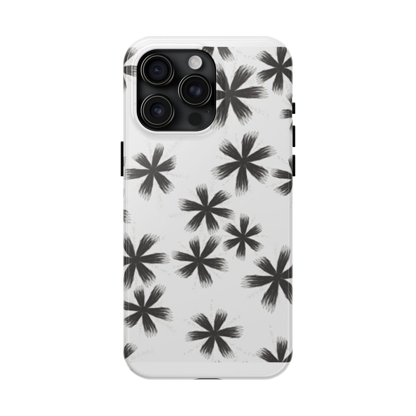 Stylish Tough Phone Cases, Black Flower Design, Durable Phone Protection, Unique Gift, Trendy Phone Accessories