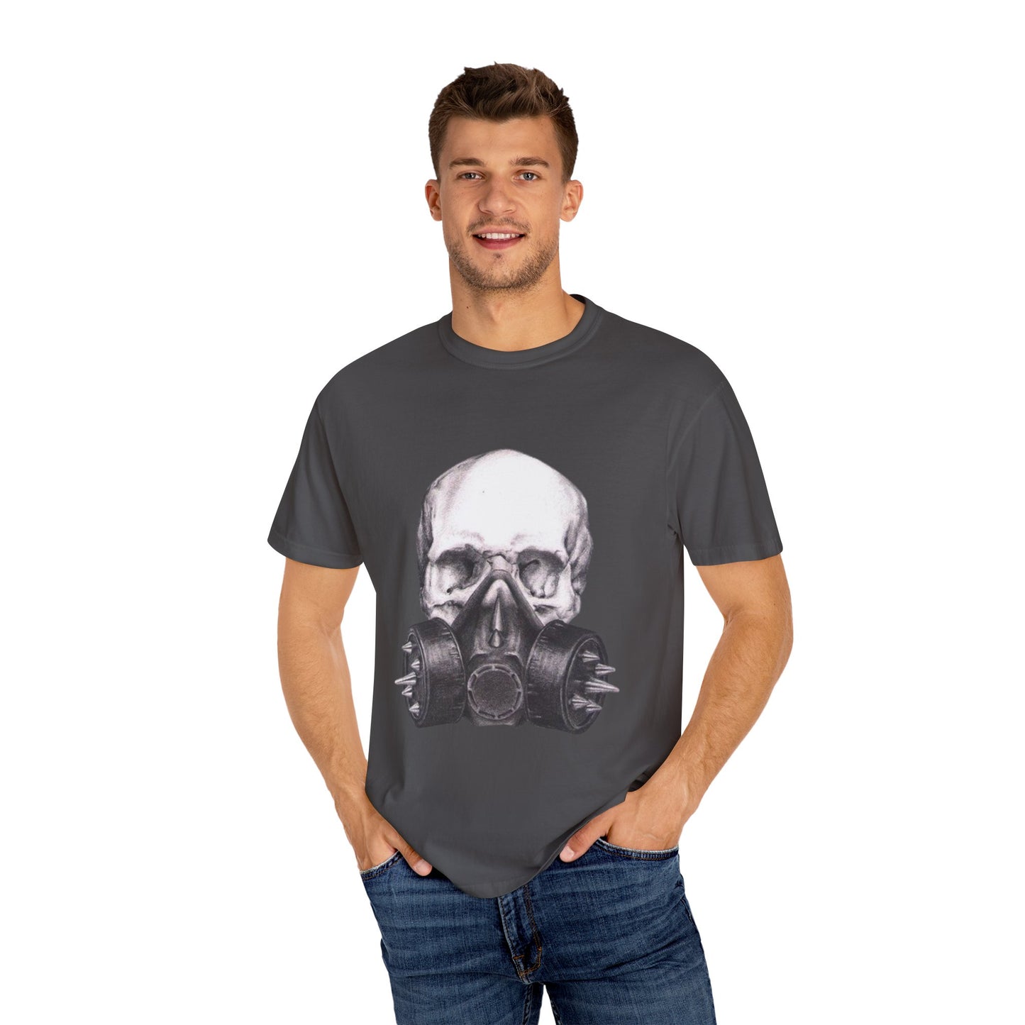 Edgy Skull Gas Mask T-shirt | Unisex Punk Apparel, Streetwear, Alternative Fashion, Music Festival Gear, Unique Graphic Tee