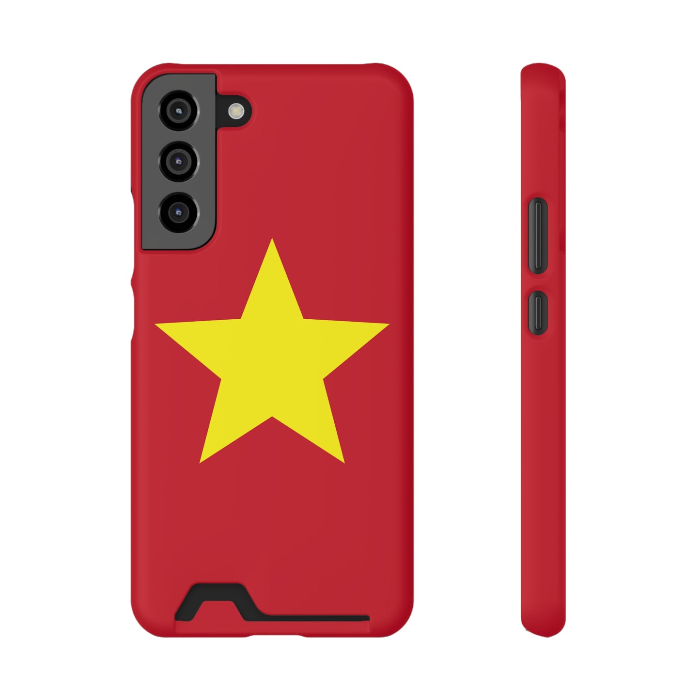 Red Star Phone Case with Card Holder, Gift for Flag Lovers, Stylish Accessory for Everyday Use, Perfect for Travel, Birthday Gift
