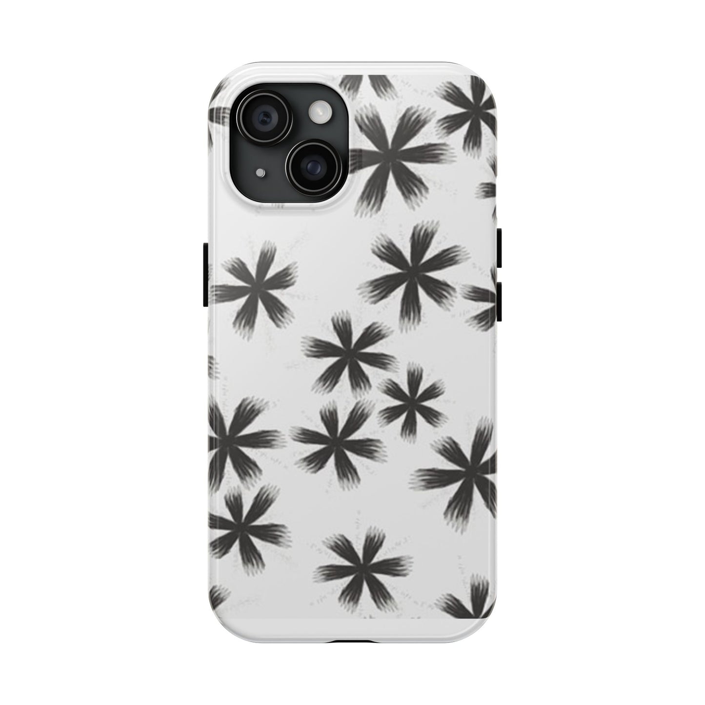 Stylish Tough Phone Cases, Black Flower Design, Durable Phone Protection, Unique Gift, Trendy Phone Accessories