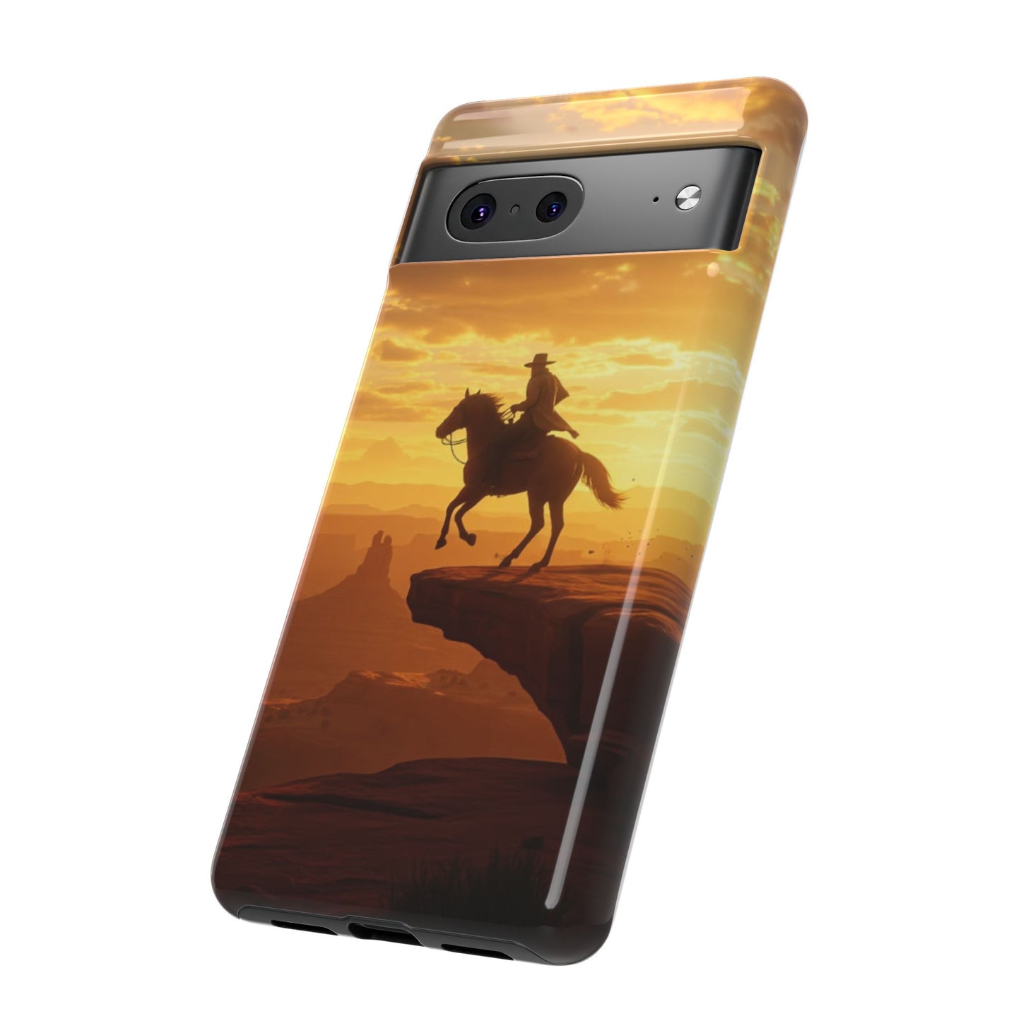 Sunset Horse Rider Phone Case, Western Art Cover, Tough Shell, Ideal Gift for Horse Lovers, Scenic Phone Accessories