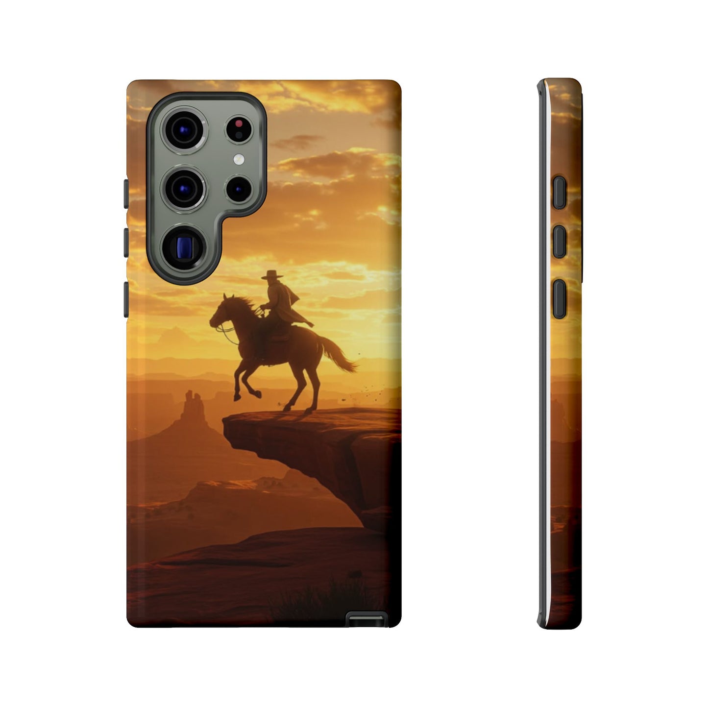 Sunset Horse Rider Phone Case, Western Art Cover, Tough Shell, Ideal Gift for Horse Lovers, Scenic Phone Accessories