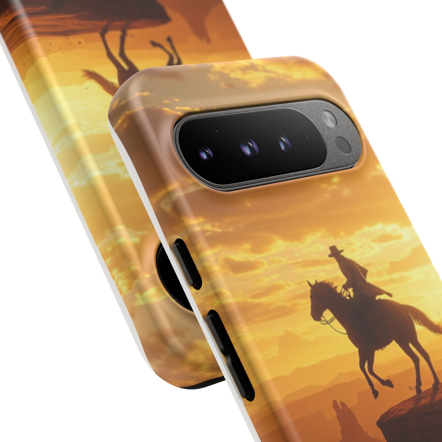 Sunset Horse Rider Phone Case, Western Art Cover, Tough Shell, Ideal Gift for Horse Lovers, Scenic Phone Accessories