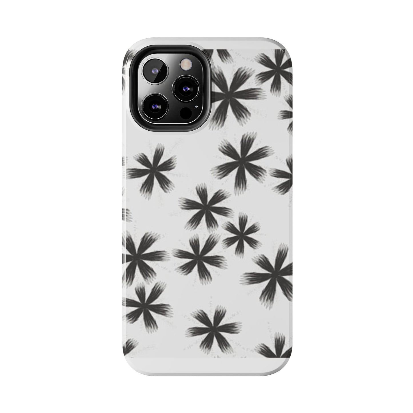 Stylish Tough Phone Cases, Black Flower Design, Durable Phone Protection, Unique Gift, Trendy Phone Accessories