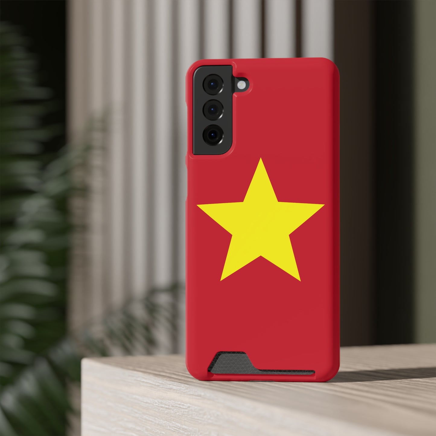 Red Star Phone Case with Card Holder, Gift for Flag Lovers, Stylish Accessory for Everyday Use, Perfect for Travel, Birthday Gift