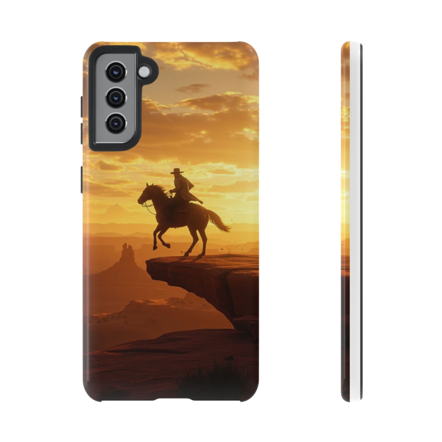 Sunset Horse Rider Phone Case, Western Art Cover, Tough Shell, Ideal Gift for Horse Lovers, Scenic Phone Accessories