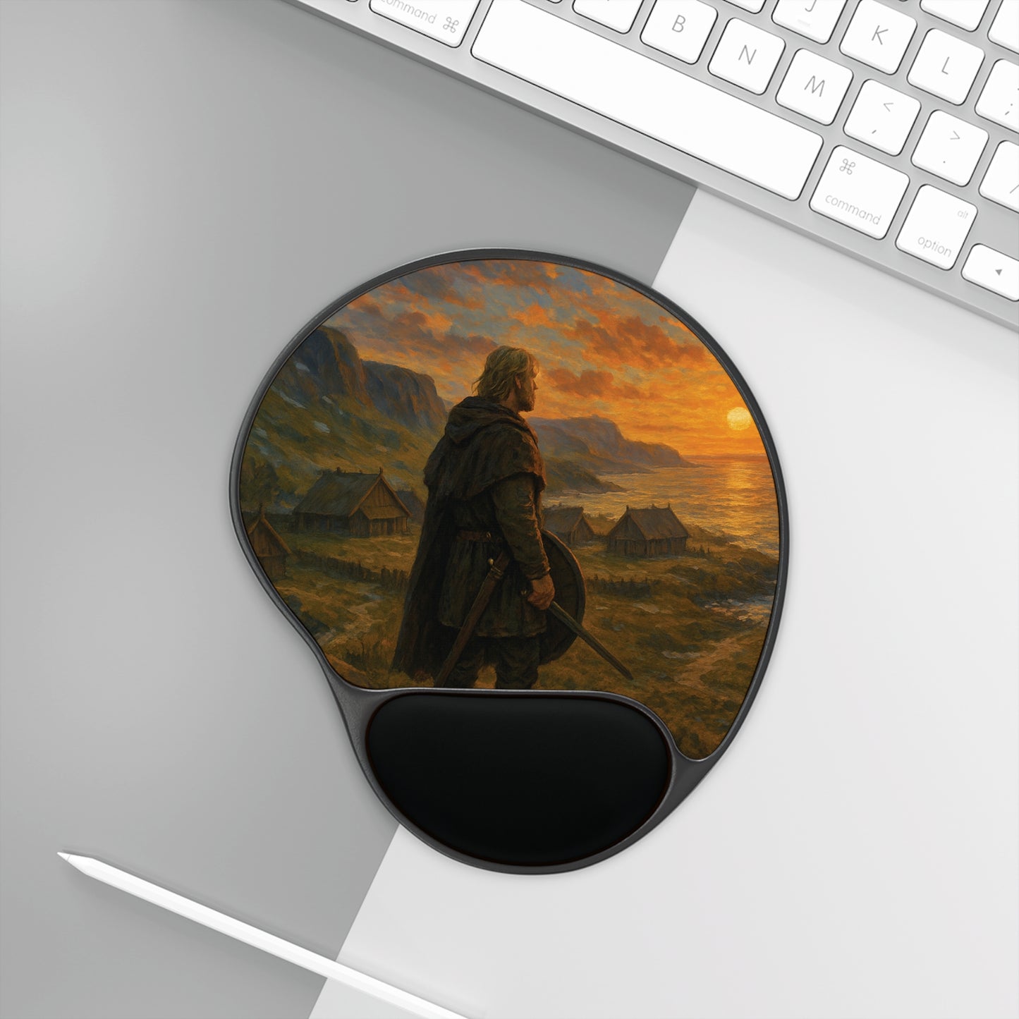 Viking Sunset Mouse Pad with Wrist Rest, Ergonomic Desk Accessory, Great for Gamers, Office Decor, Gift for Him, Unique Home Office Supplies
