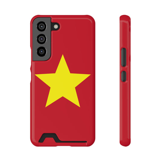 Red Star Phone Case with Card Holder, Gift for Flag Lovers, Stylish Accessory for Everyday Use, Perfect for Travel, Birthday Gift