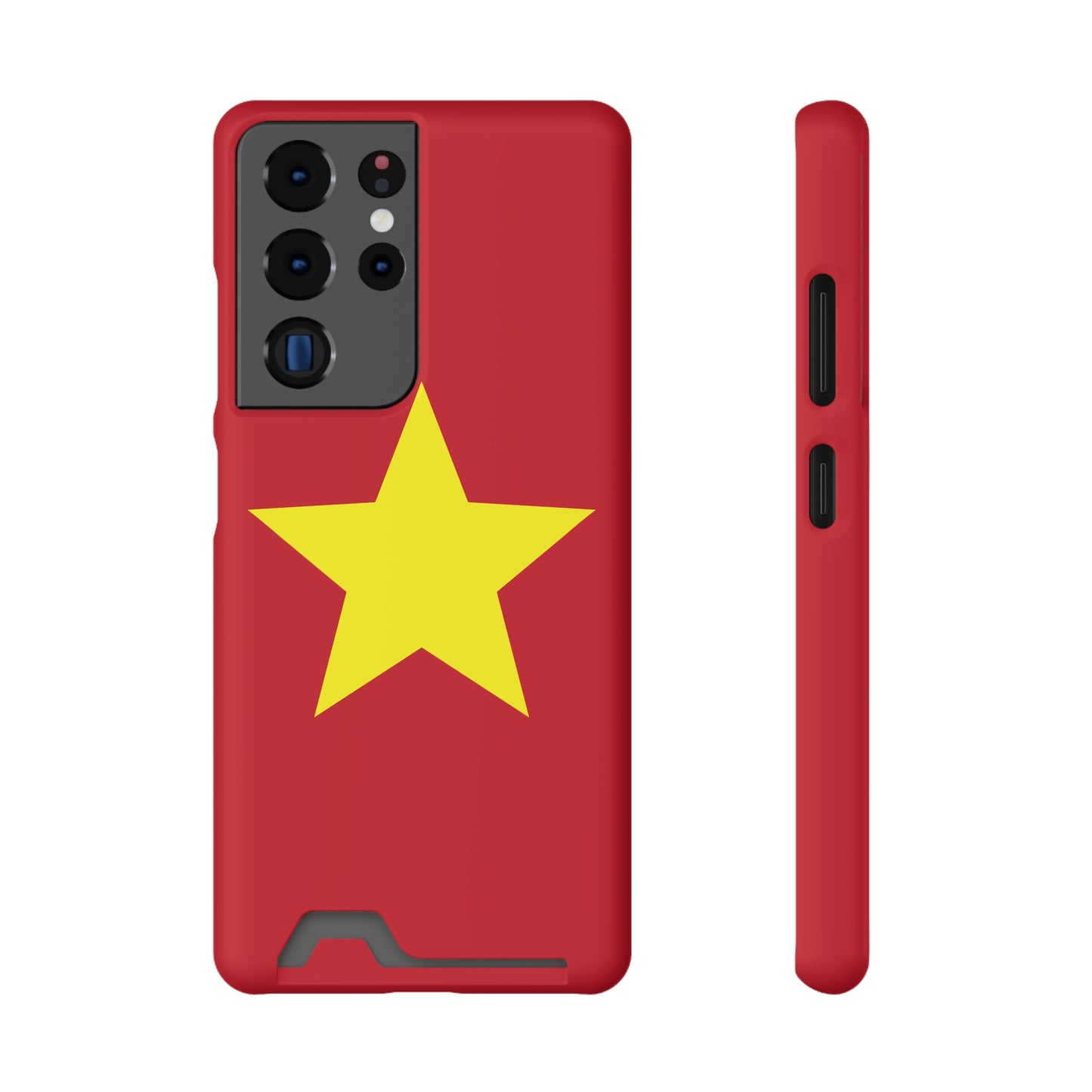 Red Star Phone Case with Card Holder, Gift for Flag Lovers, Stylish Accessory for Everyday Use, Perfect for Travel, Birthday Gift