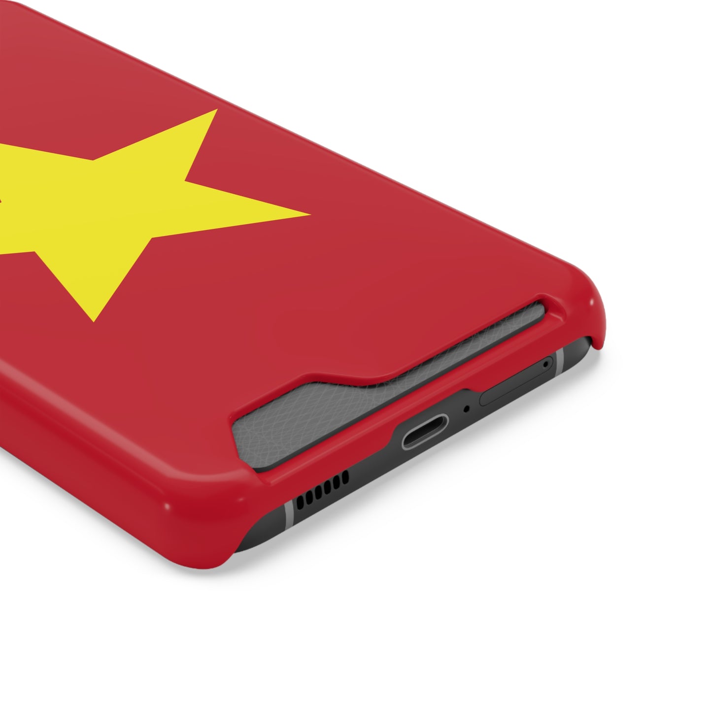 Red Star Phone Case with Card Holder, Gift for Flag Lovers, Stylish Accessory for Everyday Use, Perfect for Travel, Birthday Gift