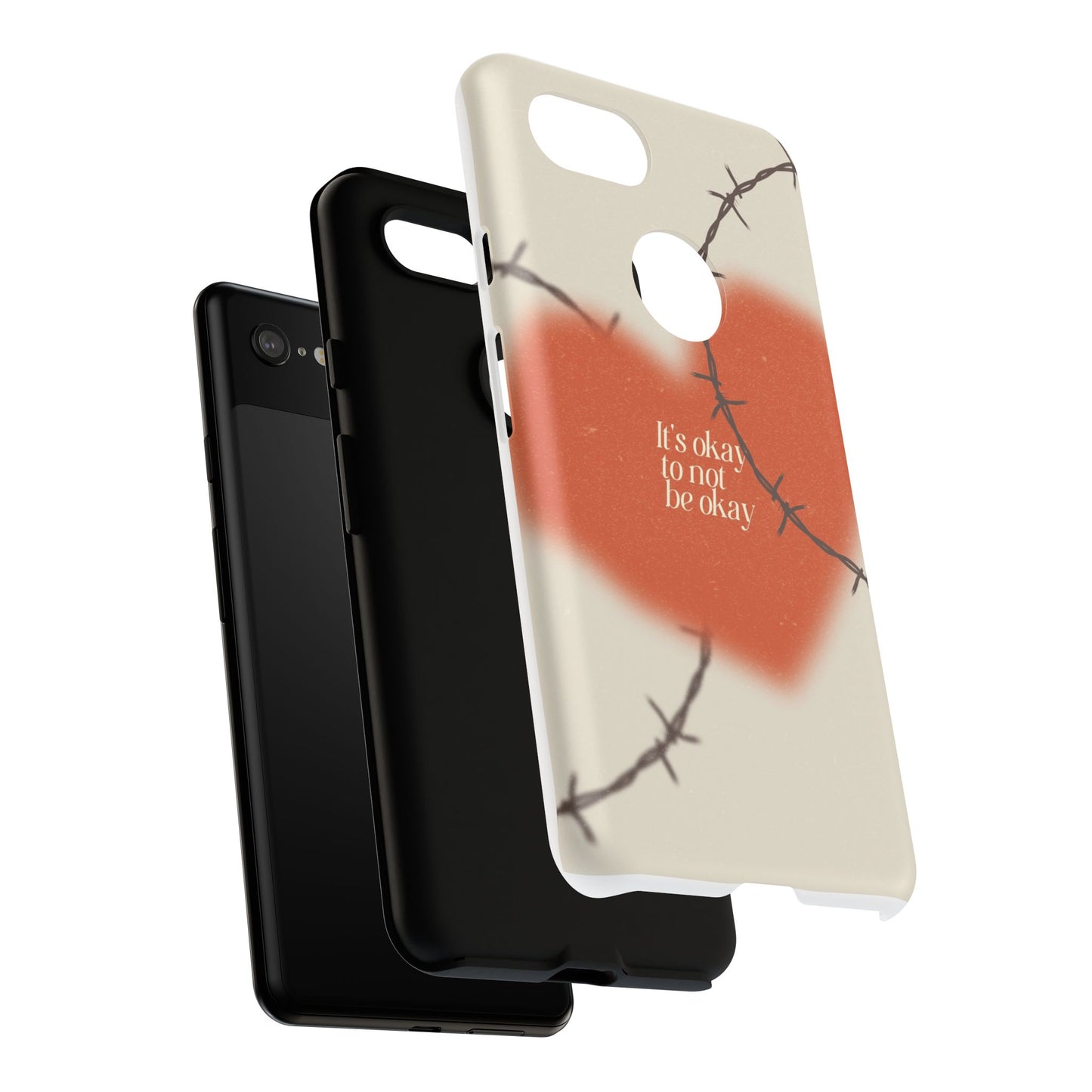 Heartfelt Phone Case | Barbed Wire Design, It's Okay to Not Be Okay, Supportive Gift, Anxiety Awareness, Unique Phone Accessory