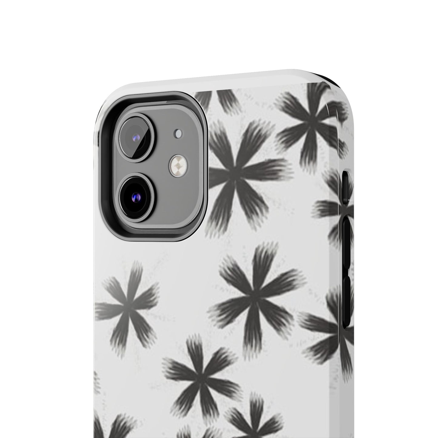 Stylish Tough Phone Cases, Black Flower Design, Durable Phone Protection, Unique Gift, Trendy Phone Accessories