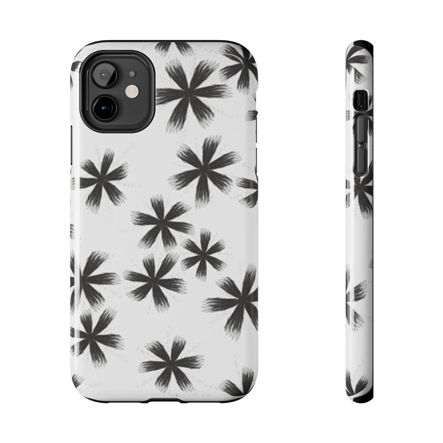 Stylish Tough Phone Cases, Black Flower Design, Durable Phone Protection, Unique Gift, Trendy Phone Accessories