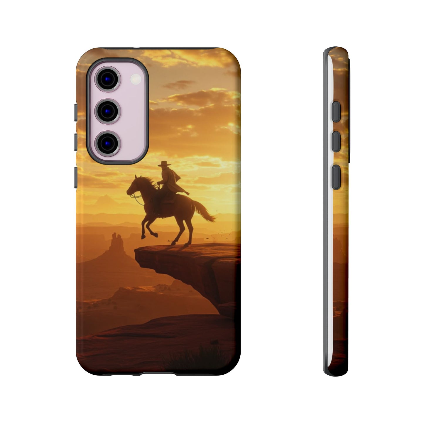 Sunset Horse Rider Phone Case, Western Art Cover, Tough Shell, Ideal Gift for Horse Lovers, Scenic Phone Accessories