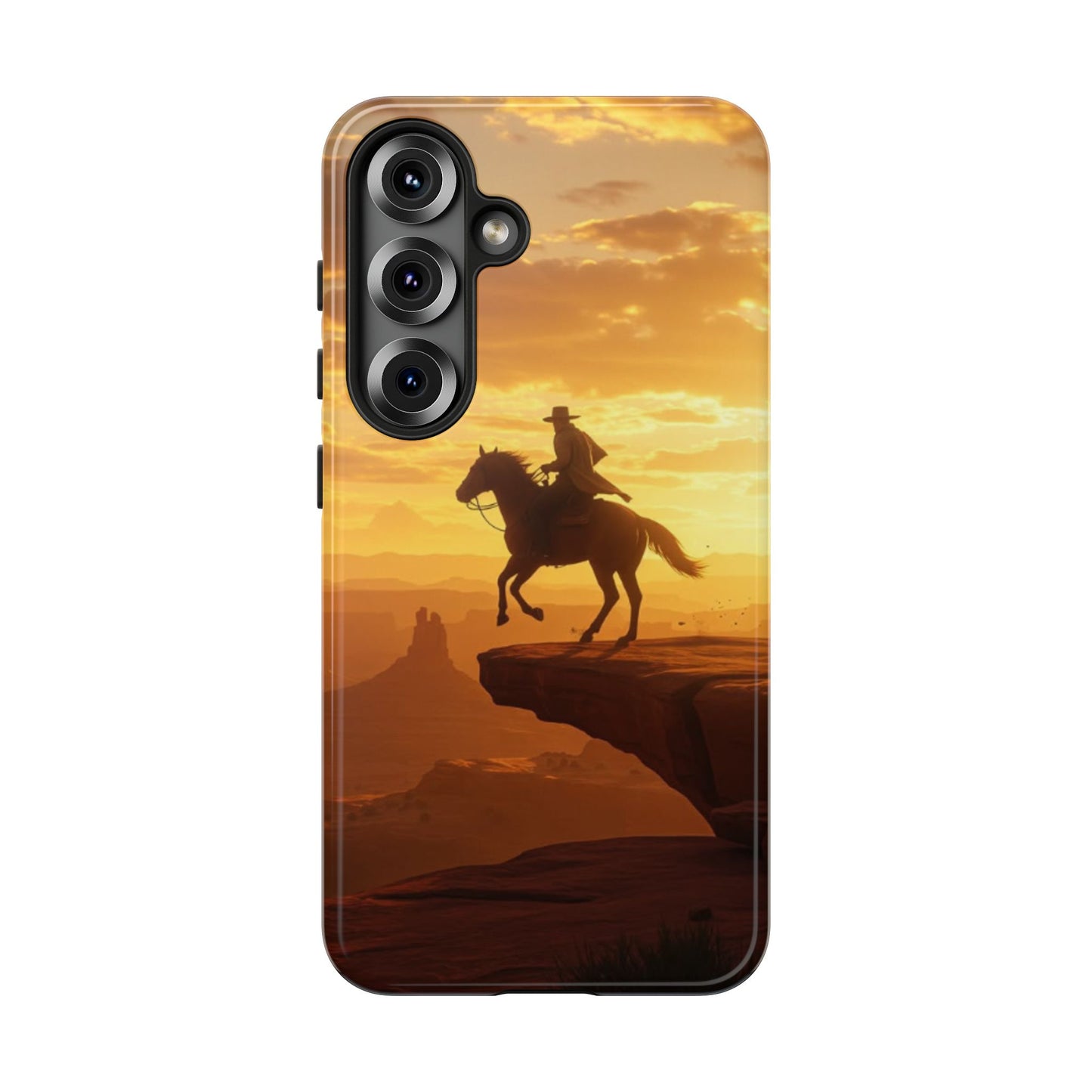 Sunset Horse Rider Phone Case, Western Art Cover, Tough Shell, Ideal Gift for Horse Lovers, Scenic Phone Accessories