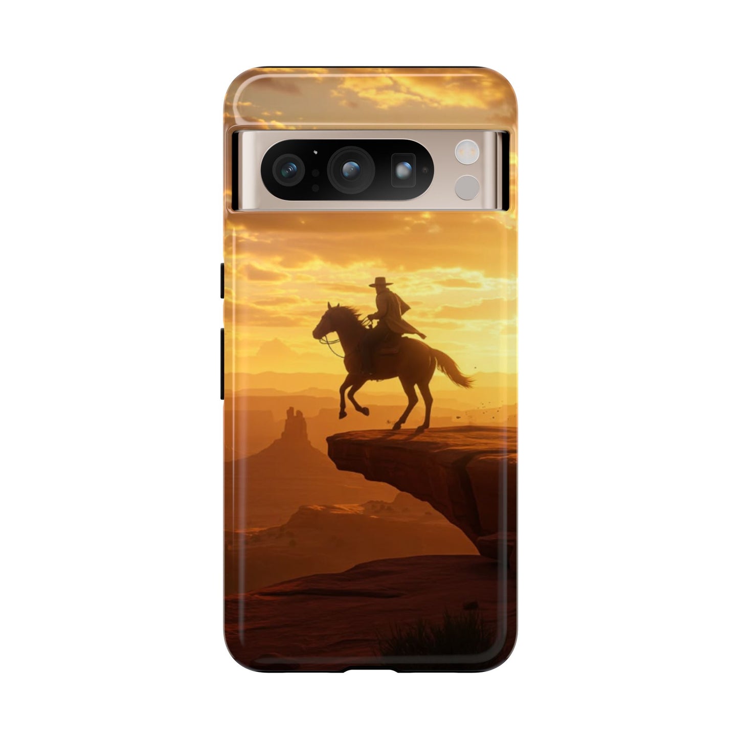 Sunset Horse Rider Phone Case, Western Art Cover, Tough Shell, Ideal Gift for Horse Lovers, Scenic Phone Accessories