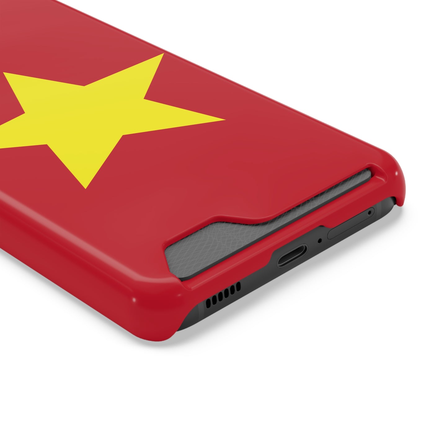 Red Star Phone Case with Card Holder, Gift for Flag Lovers, Stylish Accessory for Everyday Use, Perfect for Travel, Birthday Gift