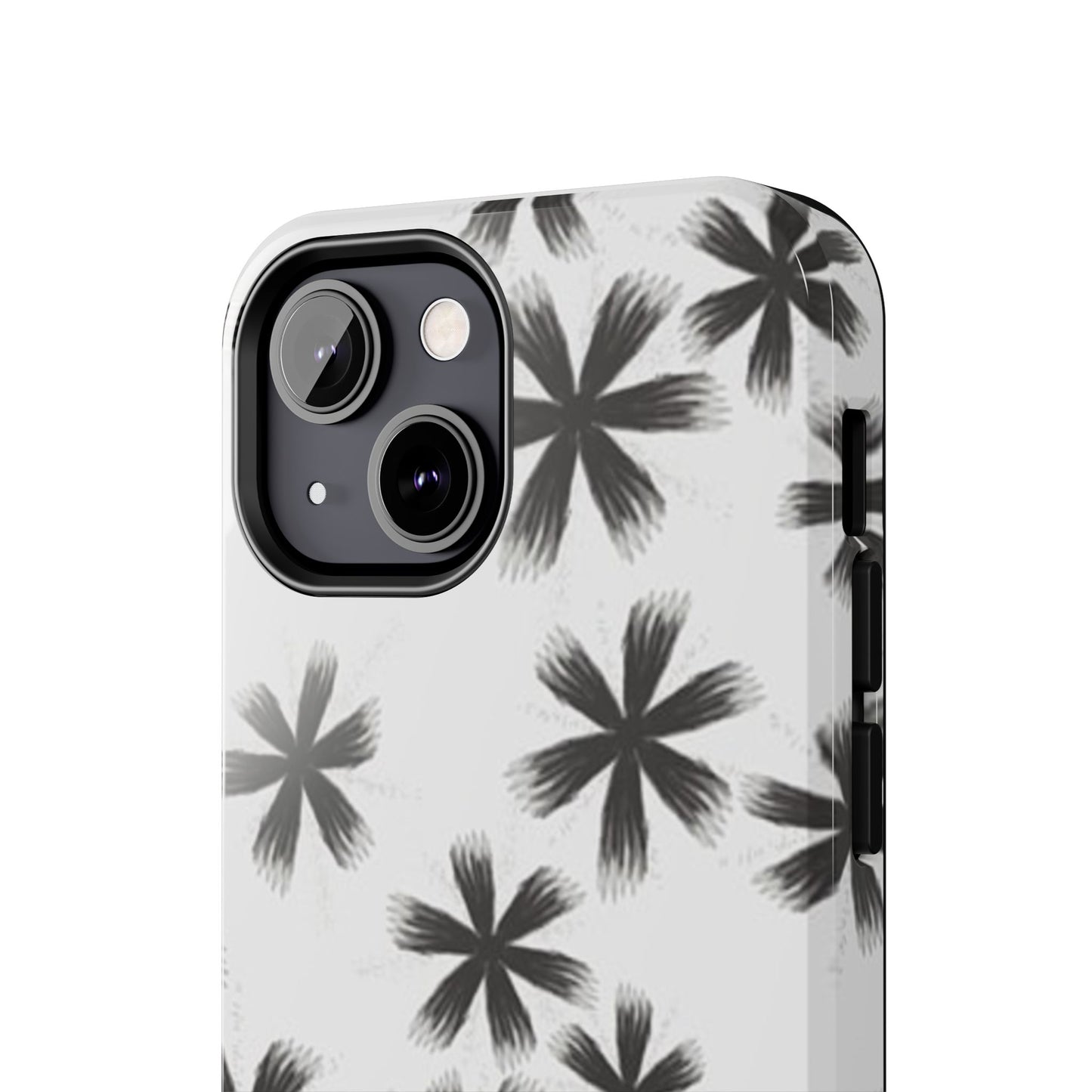 Stylish Tough Phone Cases, Black Flower Design, Durable Phone Protection, Unique Gift, Trendy Phone Accessories