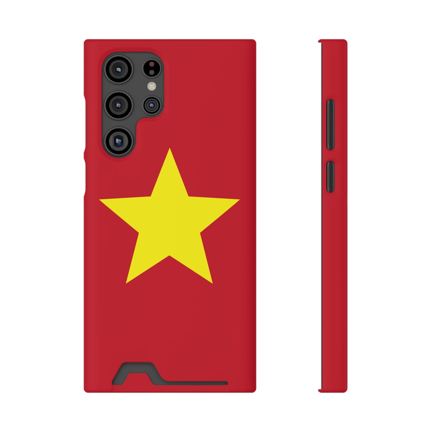 Red Star Phone Case with Card Holder, Gift for Flag Lovers, Stylish Accessory for Everyday Use, Perfect for Travel, Birthday Gift