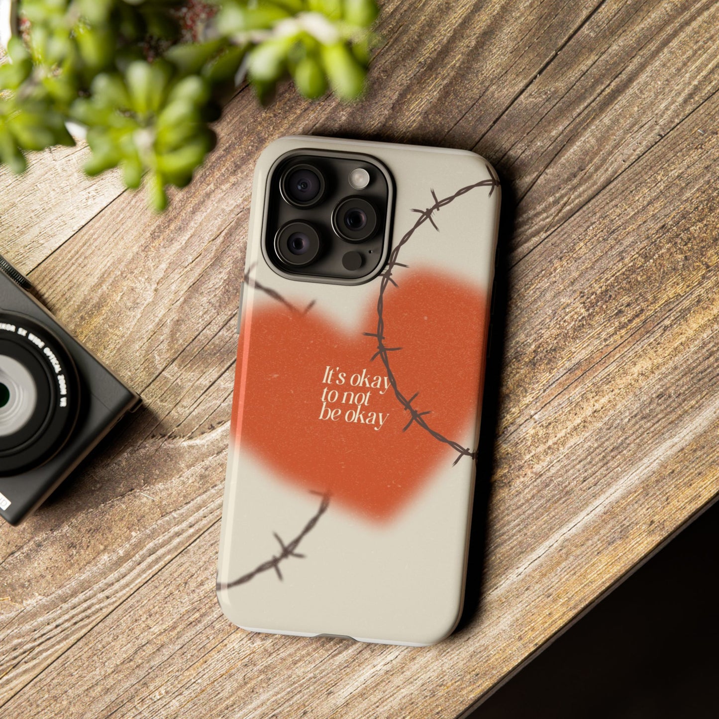 Heartfelt Phone Case | Barbed Wire Design, It's Okay to Not Be Okay, Supportive Gift, Anxiety Awareness, Unique Phone Accessory
